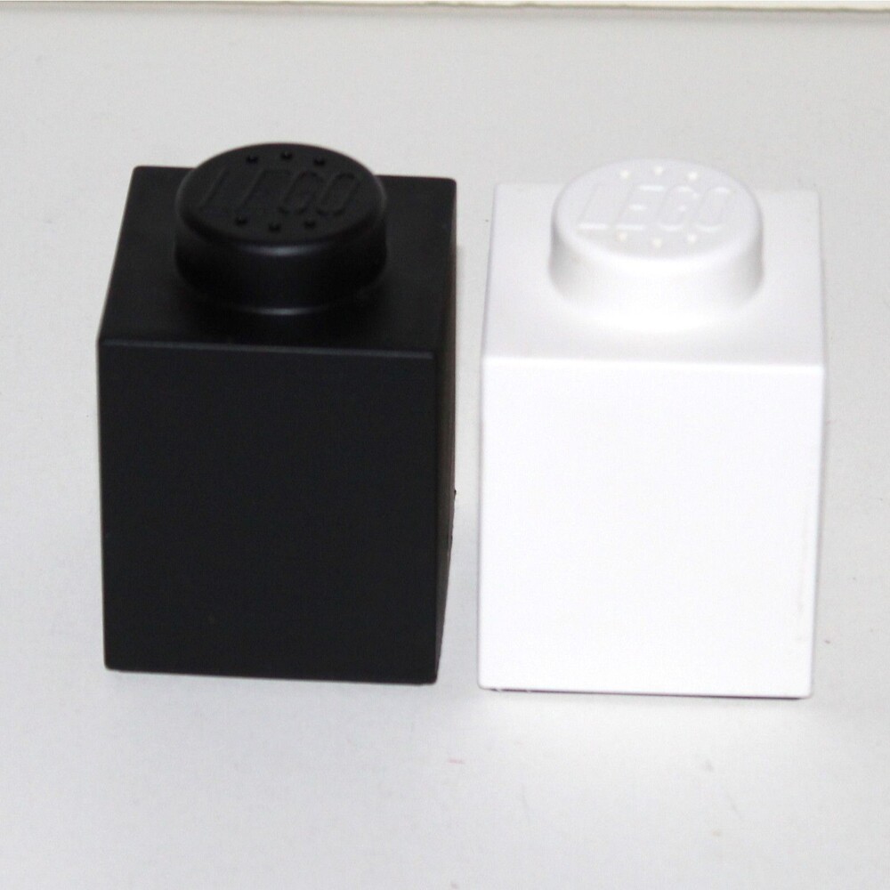 LEGO Salt and Pepper shakers set black white 2012 blocks bricks plastic